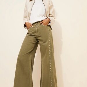 Adi Mid-Rise Flare Novelty Pants by Pilcro Olive Jeans NWT- Size 30 Petite